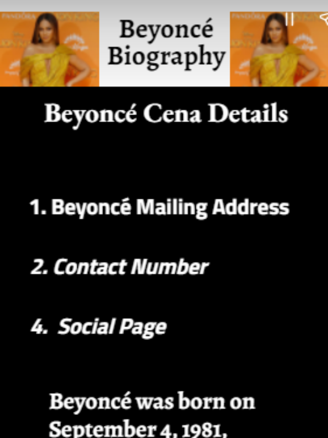 Beyoncé Contact Number, Address and Email Fan Mail, Office Address